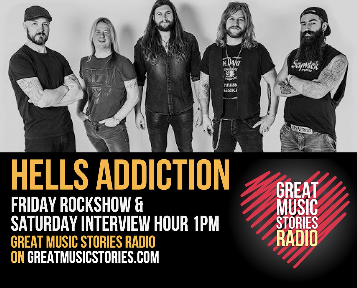 HELLS ADDICTION
On the back of a playlist resurgence in recent weeks, I'll be airing a new interview hour with <a href="/Hells_Addiction/">Hell's Addiction</a> on Saturday, plus a preview the day before on my Friday rockshow 5-8pm - both on greatmusicstories.com radio. One not to miss! x