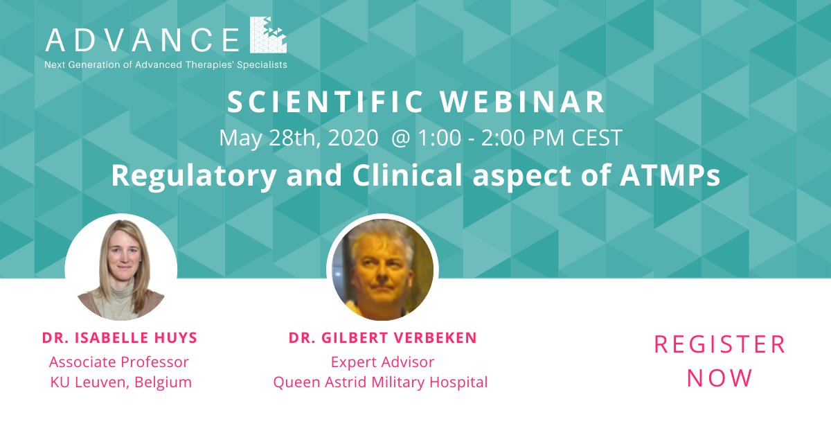 ADVANCE_atmp's tweet photo. Studying Biomedical sciences? Learn more about key Regulatory and Clinical aspects of Advanced Therapies. Our new webinar is scheduled on May 28th at 13.00 CET.
Make sure to register 👇
➡️ https://t.co/M8MJwccmoU
#advancedtherapy #atmps #ADVANCEprogramme #webinar #regulatory https://t.co/PTCkZvs9EE