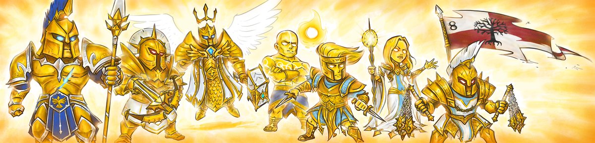 nyanimation's tweet photo. A recent art commission to illustrate characters from Age of Magic. @AgeOfMagicGame #aom #ageofmagic #archons #commissionart https://t.co/oQx2PdJ86J