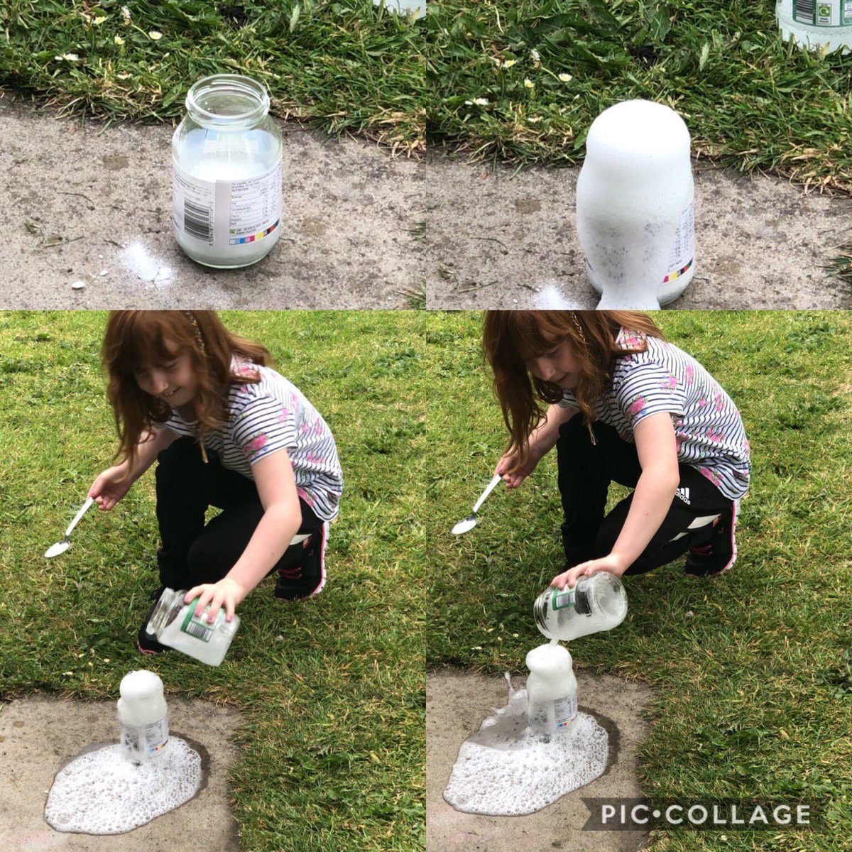 LjiMiss's tweet photo. This young lady has been experimenting 🧪👏🏼 She mixed white vinegar and bicarbonate of soda together! Look at that explosion💥 @LowtonJIPrimary https://t.co/F8fpEjOePy
