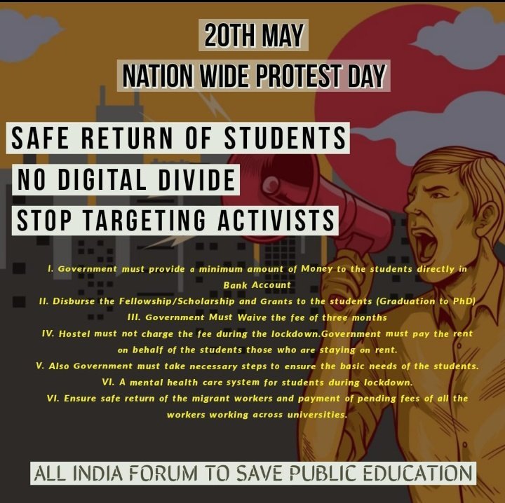 pusu2019's tweet photo. #NoToDigitalDivide 

The Government must ensure:

1. Safe return of stranded students
2. No digital divide
3. Student activists are not targeted

@GhoraiMimosa @deepra2000 https://t.co/iEUBJieS0e