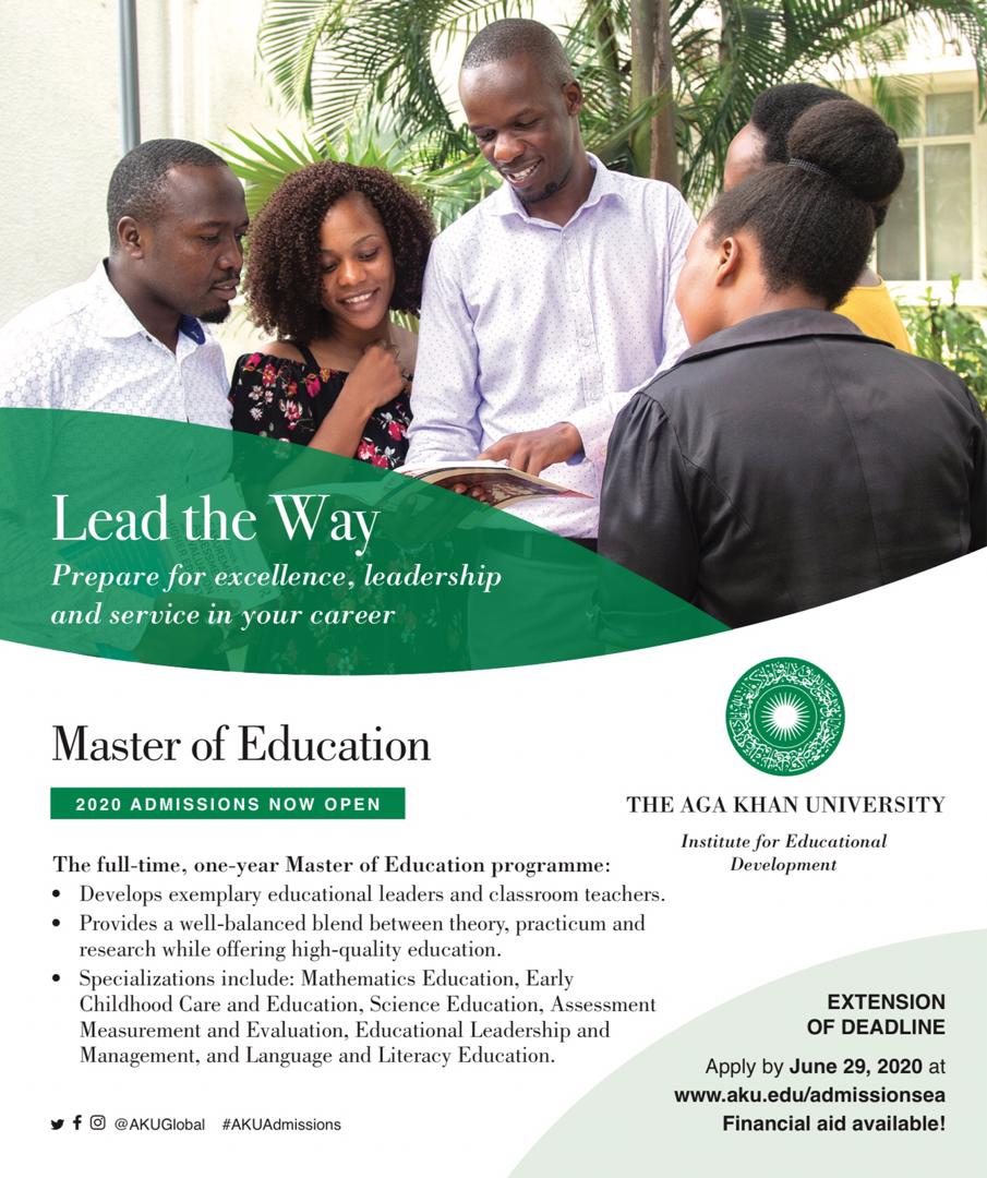 Master of Education Program

Professional development for teachers 2020 is now open at Aga Khan University IED (Financial Aid Available).
For more information check the website below

aku.edu/admissionsea
 
#AKUGlobal
#AKUAdmissions
#AKU
Where Change Agents Come from💟💖🤝