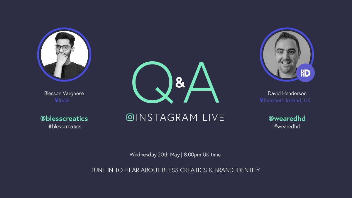 wearedhd's tweet photo. Head over and join us tonight for our live Q&A on Instagram at 8.00pm UK time. (search @wearedhd or hashtag #wearedhd over on IG)
David will be speaking with Blesson Varghese of @blesscreatics about brand identity.
See you then guys! https://t.co/5eo9hiMssZ