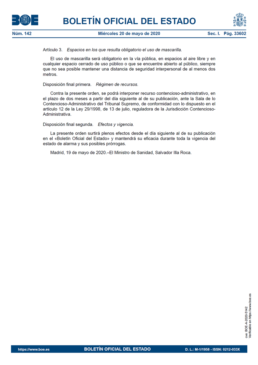 🚩 INFORMACIÓN CIUDADANA🚩

Desde mañana la mascarilla será obligatoria en la calle, espacios al aire libre y en cualquier espacio cerrado público o que se esté abierto al público siempre que no sea posible mantener distancia de seguridad de -2 metros

👉 boe.es/boe/dias/2020/…