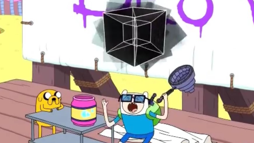 In The OA, a scientist uses a cube to travel between parallel universes. In A Wrinkle in Time, a tesseract is used to fold space-time so the protagonists can travel faster than light. In both Interstellar and Adventure Time, a tesseract is found at the bottom of a black hole.