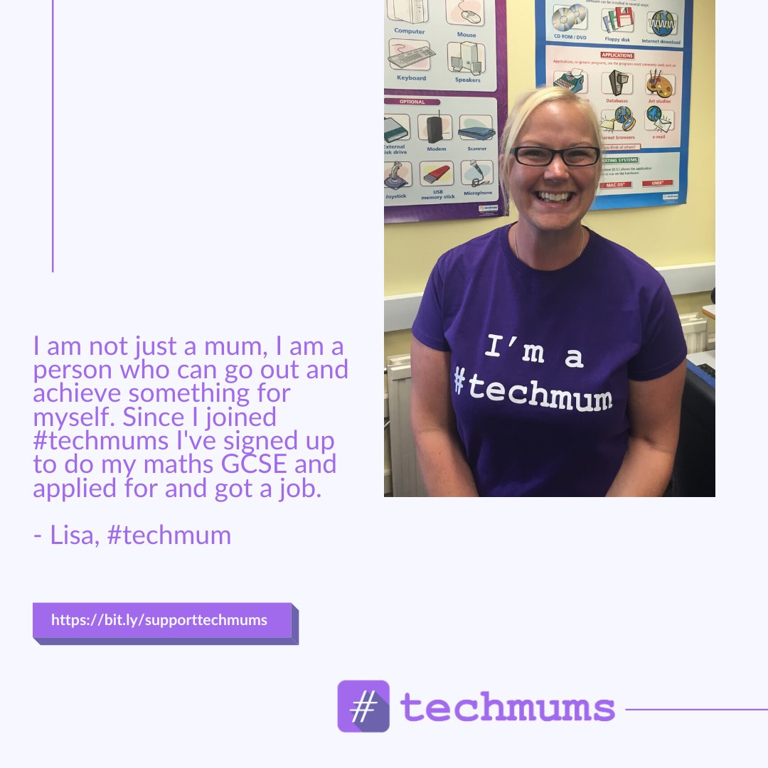 TechmumsHQ's tweet photo. Lisa is one of the hundreds of #techmums who graduated from a #techmumsClub programme and her story continues to fuel our passion..
Now, more than ever, the world needs #techmums.
Please support our work by making a donation online here: https://t.co/3ieB0WT4kO
#fundraising https://t.co/FxyfOnETuv