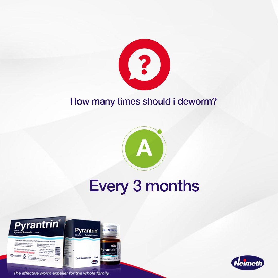 NeimethPlc's tweet photo. Stay worm-free and stay healthy with Pyrantrin.
Deworming every 3 months helps prevent and support your body against worm infestations.
#Pyrantrin #WormExpeller https://t.co/0jcgRBbVIw