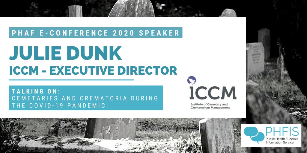 PHAfunerals's tweet photo. #PHAF E-Conference 2020 Speaker: Julie Dunk, the Executive Director of The @InstituteCCM will be discussing #Cemetaries and #Crematoria during the #COVID-19 pandemic.
Sign up now >> https://t.co/QvucFLgGko #PHFIS #publichealthact #funerals https://t.co/7fl0dkClCR