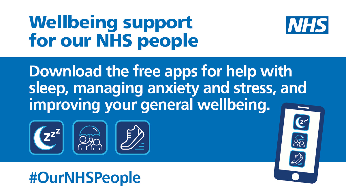 If you work for the #NHS, you can get free access to a range of wellbeing apps to help with: 🧘 mindfulness 🤯 reducing stress 😴 getting better sleep 💙 staying safe in crisis. Access wellbeing support for #OurNHSPeople at people.nhs.uk. #MentalHealthAwarenessWeek