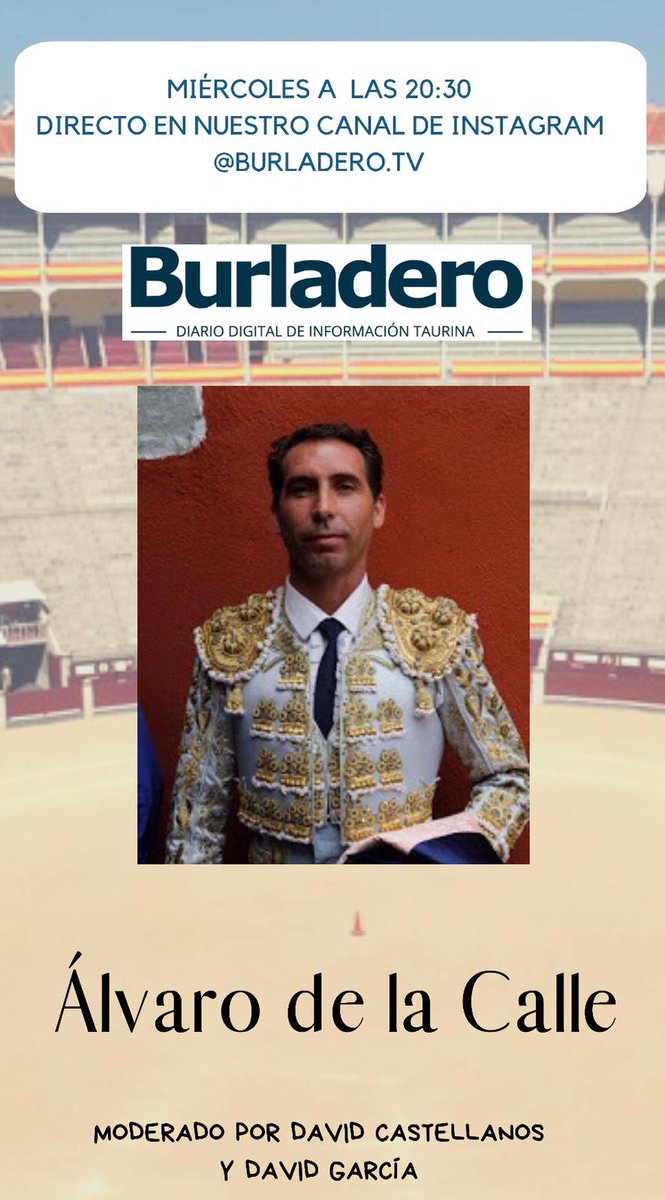 Hoy en <a href="/burladerotv/">Burladero</a> a las 8:30 con Álvaro de la calle .