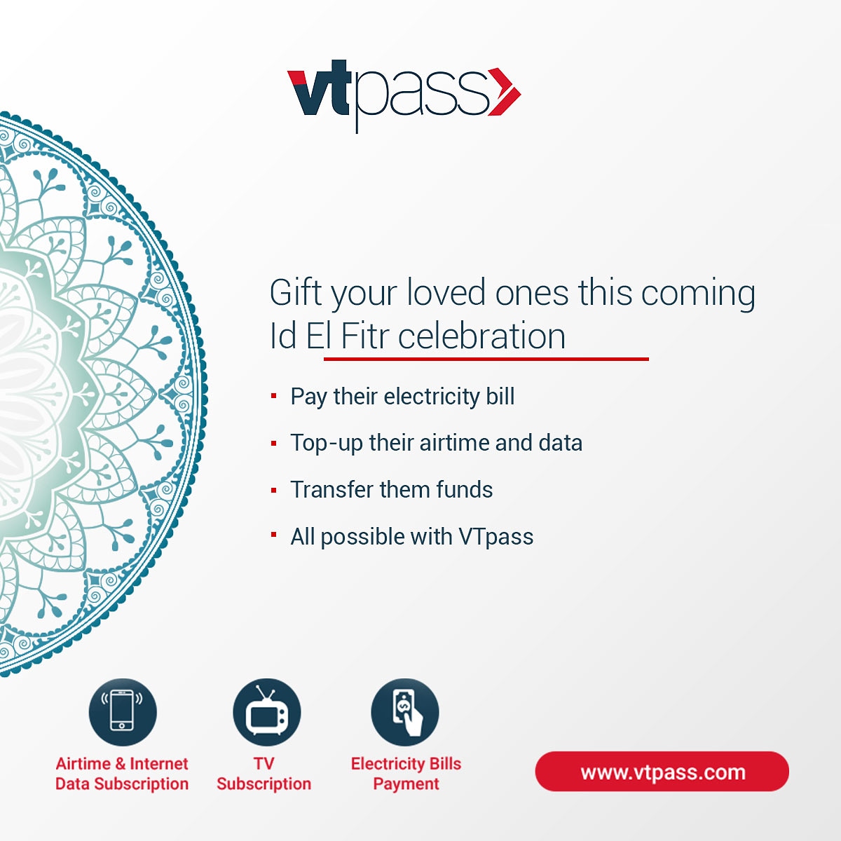 vtpass's tweet photo. Few days to the Id El Fitr celebration🎉. How would you gift your loved ones? 🤔 Pick from the option below👇
#vtpass #onlinepayment #tvsubscription #electricitypament #gotvsubscription #dstvsubscription #StarTimes #airtimerecharge #banktransfers #likeforlikes #followforfollow https://t.co/AMDJEHhEkX