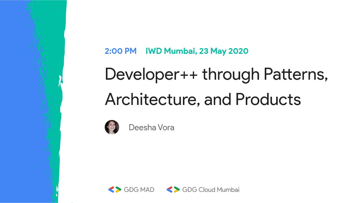 Guilty of bookmarking courses hoping to unleash the developer in you?

Join <a href="/Deesharv/">Deesha Vora</a> with her virtual session on how to become a better developer by adopting the best coding practices!

Register here -> bit.ly/2X10FVu 

#TogetherWeRise #IWD20