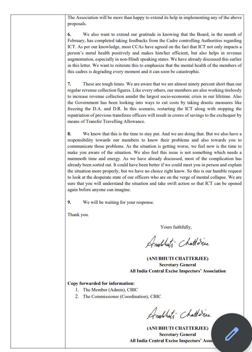 sgaiceia's tweet photo. To Everyone out there, ICT is something that gives us HOPE. An Inter State Transfer will enable the CGST Inspectors to stay with their families, their culture. So please be with us. We have written to @cbic_india already. Let's #OpenICTinCBICnow #OpenICTinCBIC @ianuragthakur https://t.co/DzOrrOKEN1