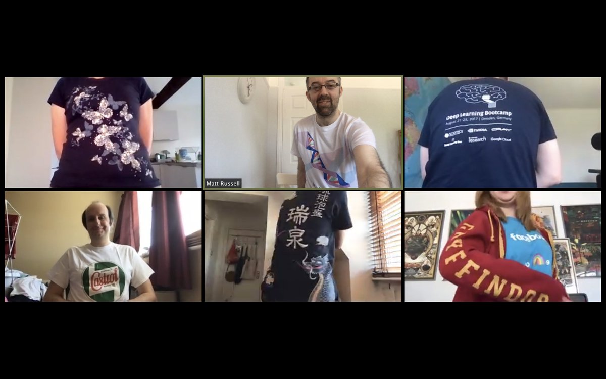 martinjones78's tweet photo. Today's #CrickAtHome #VirtualCoffee theme was nerdy branded clothing, including @MattRGR sporting his @TheCrick outreach event t-shirt!
#ZoomTeamChallenge @EM_STP https://t.co/XEELt1swz7