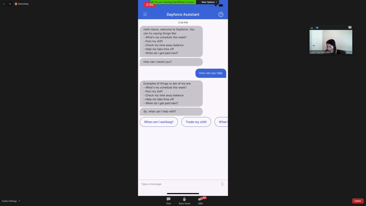 Ceridian's tweet photo. We believe in creating experiences that employees want, and that evolve and adapt with them. With #Dayforce Assistant, employees can make HR and schedule requests through voice or chat commands. #HCMExecSummit https://t.co/TBWZXseXnB