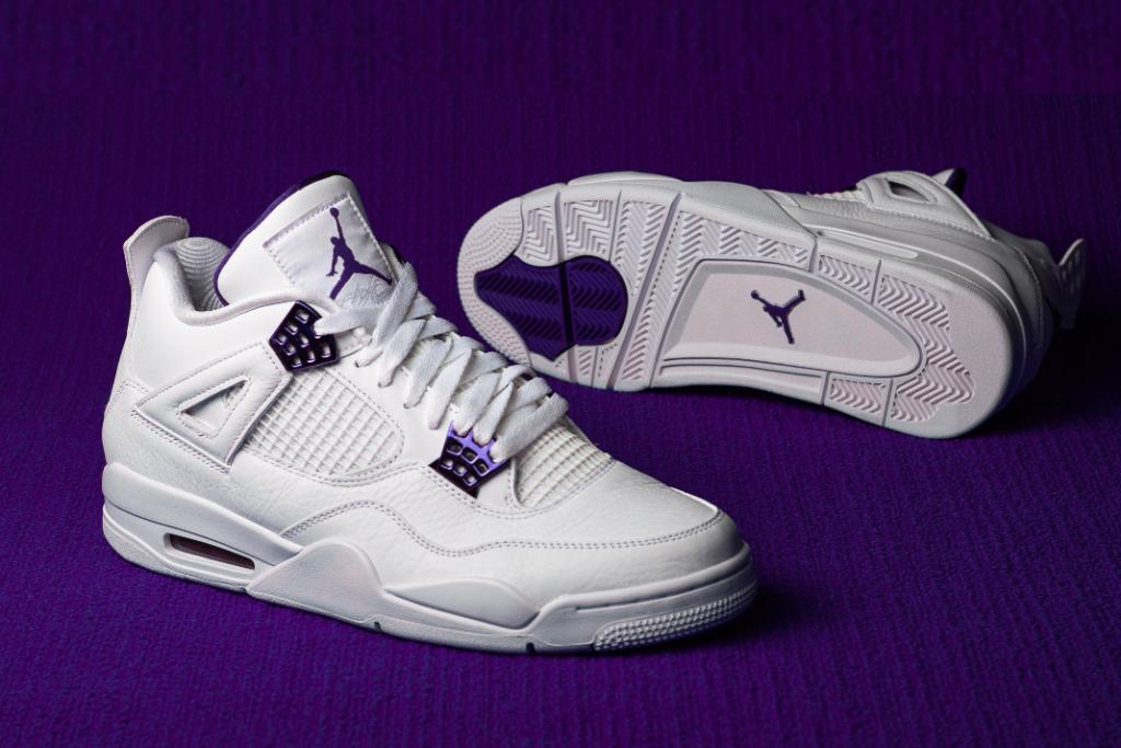 purple and white jordans foot locker