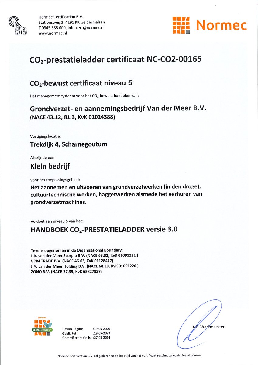 vdMeerbv's tweet photo. Hij is binnen! Het Co2-prestatieladder certificaat niveau 5!๐คฉ #Co2 #aanneming #bewust #normec https://t.co/tVPJNP00Ay