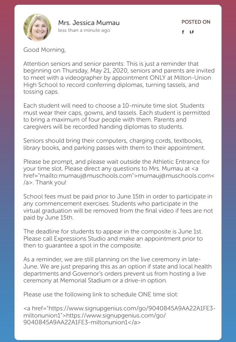 Milton_Union_HS's tweet photo. @MUClassOf2020 https://t.co/pAOFgld0AE