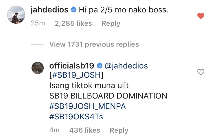 elenapotato2010's tweet photo. ung hindi nareplyan sa menpa pera ang saya ko kasi nga JoshTin pa reign mga hangal. 

@SB19Official @JnJ_Official 
@JoshCullen_s @jah447798 
SB19 BILLBOARD DOMINATION
#SB19JOSH_MENPA https://t.co/xWbKIZe0qd