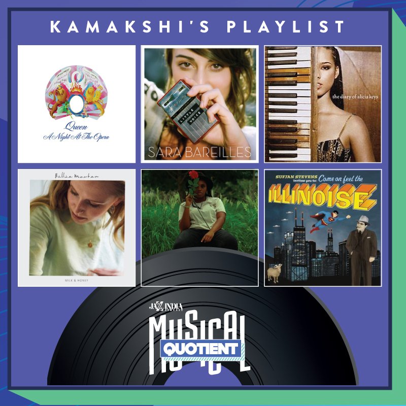 JazzIndCircuit's tweet photo. Here is Kamakshi Khanna's favourite playlist:
1.Bohemian Rhapsody by Queen
2.Gravity (Little Voice) by Sara Bareilles
3.If I Ain't Got You (The Diary of Alicia Keys) by Alicia Keys
4.Milk &amp; Honey by Billie Marten
5.Things You Do by Brayla
6.Chicago (Illinois) by Sufjan Stevens https://t.co/St29sFA5oA