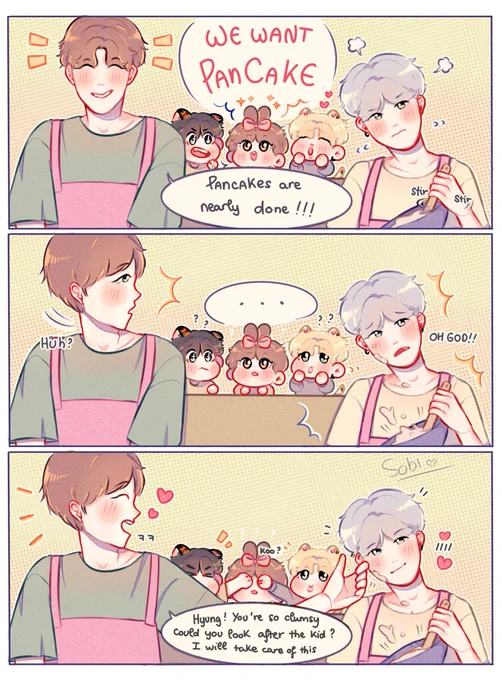 - pancakes with 🐯🐰🐱- #sope 
✨💖 