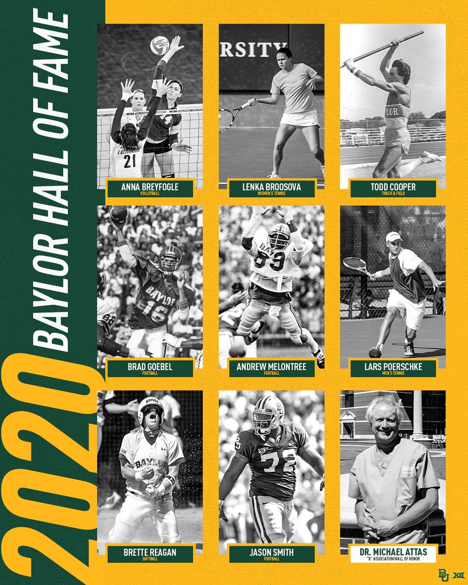 BaylorAthletics's tweet photo. Congratulations to our newest members of the Baylor Athletics Hall of Fame and Wall of Honor! 🏆🤩

Full release: https://t.co/u7sqxBkGOW

#SicEm 🐻 https://t.co/AkMWGOBGwU