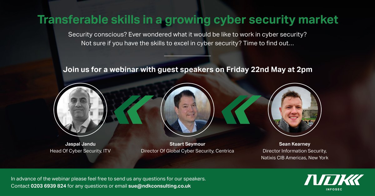 JamesMorrisNDK's tweet photo. SOFT SKILLS in cyber security - you don't need to have an extensive technical background to do well in cyber security! We're running a webinar, Friday at 2pm, that will provide further details on the above. Register here: https://t.co/KsopHIPyP3 https://t.co/MahZFom2ga