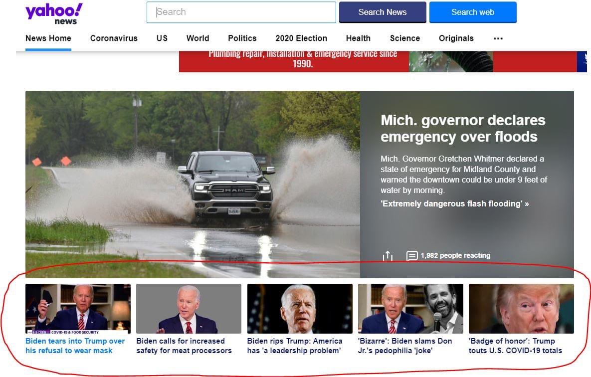 bleedmd's tweet photo. @YahooNews y’all ain’t even trying to be subtle with your bias anymore #trump2020 #maga #KAG2020 #biased #obsessed #embarrassing #FakeNews https://t.co/XRdAZ3J16m