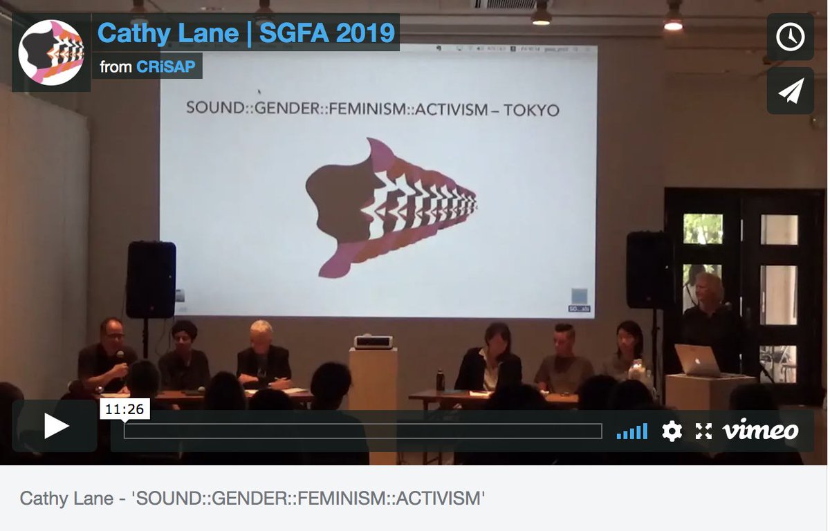 CRiSAP2's tweet photo. Watch SOUND::GENDER::FEMINISM::ACTIVISM 2019 Tokyo conference, a collaboration with the Graduate School of Global Arts (GA) at Tokyo University of the Arts
The first videos of documentation online now
https://t.co/v02KCA7p1q https://t.co/yeuNQxq9Ui