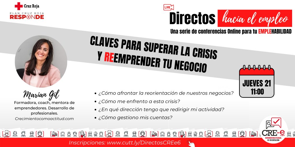 MulticanalCREe's tweet photo. ¿Tienes un pequeño negocio?¿Te gustaría emprender pero no sabes qué tienes que tener en cuenta respecto al #covid-19? En compañía de @MarianGilCoach vamos a tratar aspectos claves
Os esperamos mañana a las 11:00 horas. Inscripciones aquí ⬇️⬇️ https://t.co/RRA9IVkkpp