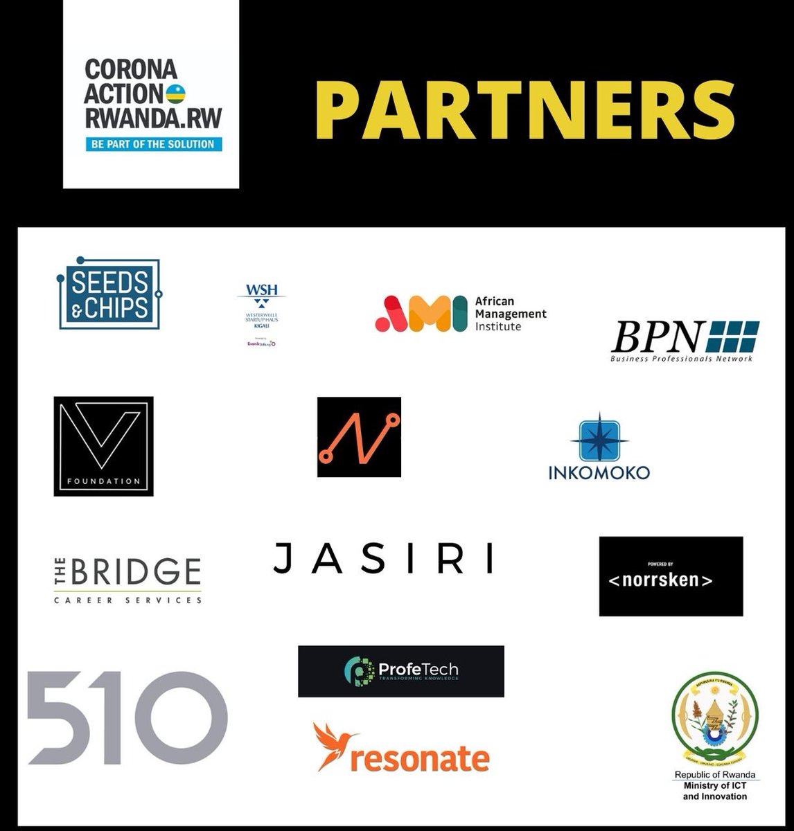 A big THANK YOU to all our partners for their interest in getting involved with Jasiri on the Corona Action Rwanda initiative. Since we can't assist all the initiatives, we will be connecting a few unsuccessful initiatives to our partners for support. #BePartOfTheSolution