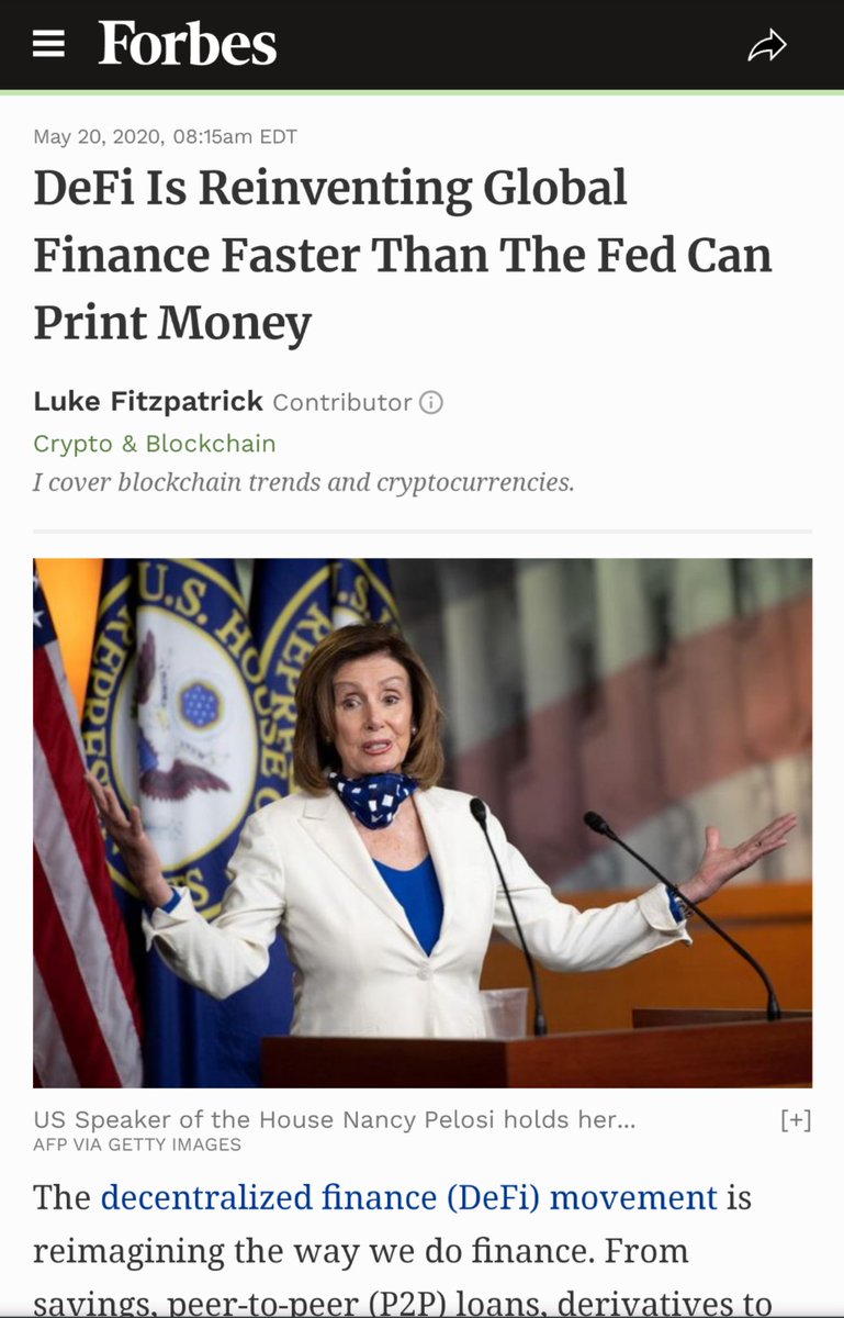 bneiluj's tweet photo. Savage 😅 @Forbes just wrote this article about #DeFi : DeFi Is Reinventing Global Finance Faster Than The Fed Can Print Money 
https://t.co/BFZSNsrXKI

#Ethereum &amp; #Bitcoin 🚀 https://t.co/89kel5p8px