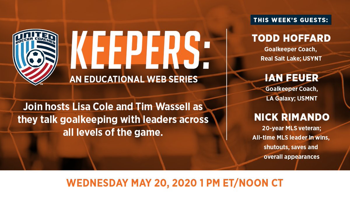UnitedCoaches's tweet photo. Join @lcole22 and @psucoachtim today at 1:00 pm ET/Noon CT as they talk goalkeeping with @MLS legend @NickRimando, @realsaltlake goalkeeping coach @toddhoffard, and former @premierleague GK and @mls GK coach @pgkadaily. Register for free below.

➡️  https://t.co/XkbPhQhOAM https://t.co/0IyB8I294f