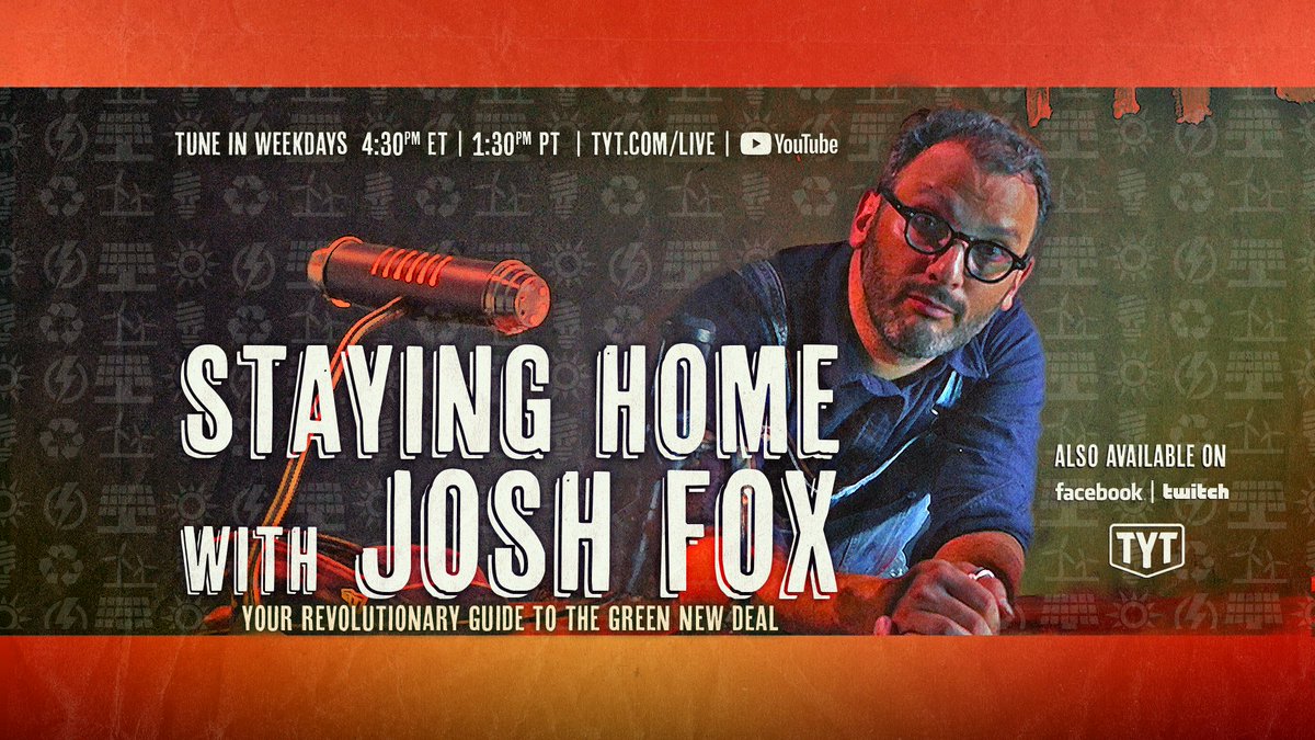 joshfoxfilm's tweet photo. STAYING HOME With JOSH FOX
4:30 PM Eastern @TheYoungTurks FB, Twitch, https://t.co/iByl4sxs2j
Today @jamesocromwell and @PramillaSMalick talk about the fight against fracking in Upstate NY and John Boutte ends the show with a song.
#GreenNewDeal #JohnBoutte https://t.co/lqinUYdGTL