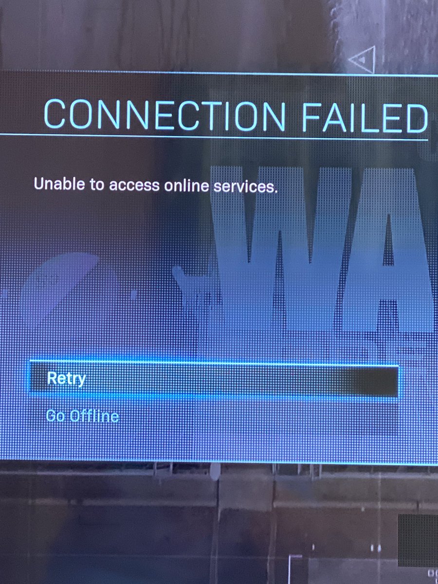 RRCrawfordCT's tweet photo. @ATVIAssist I cannot connect since yesterday, I’ve tried restarting repeatedly, but no luck.  I keep getting. “Connection Failed, Unable to to connect to online services” but my Xbox live account connects to literally every other game. https://t.co/vSMJOOMSiA