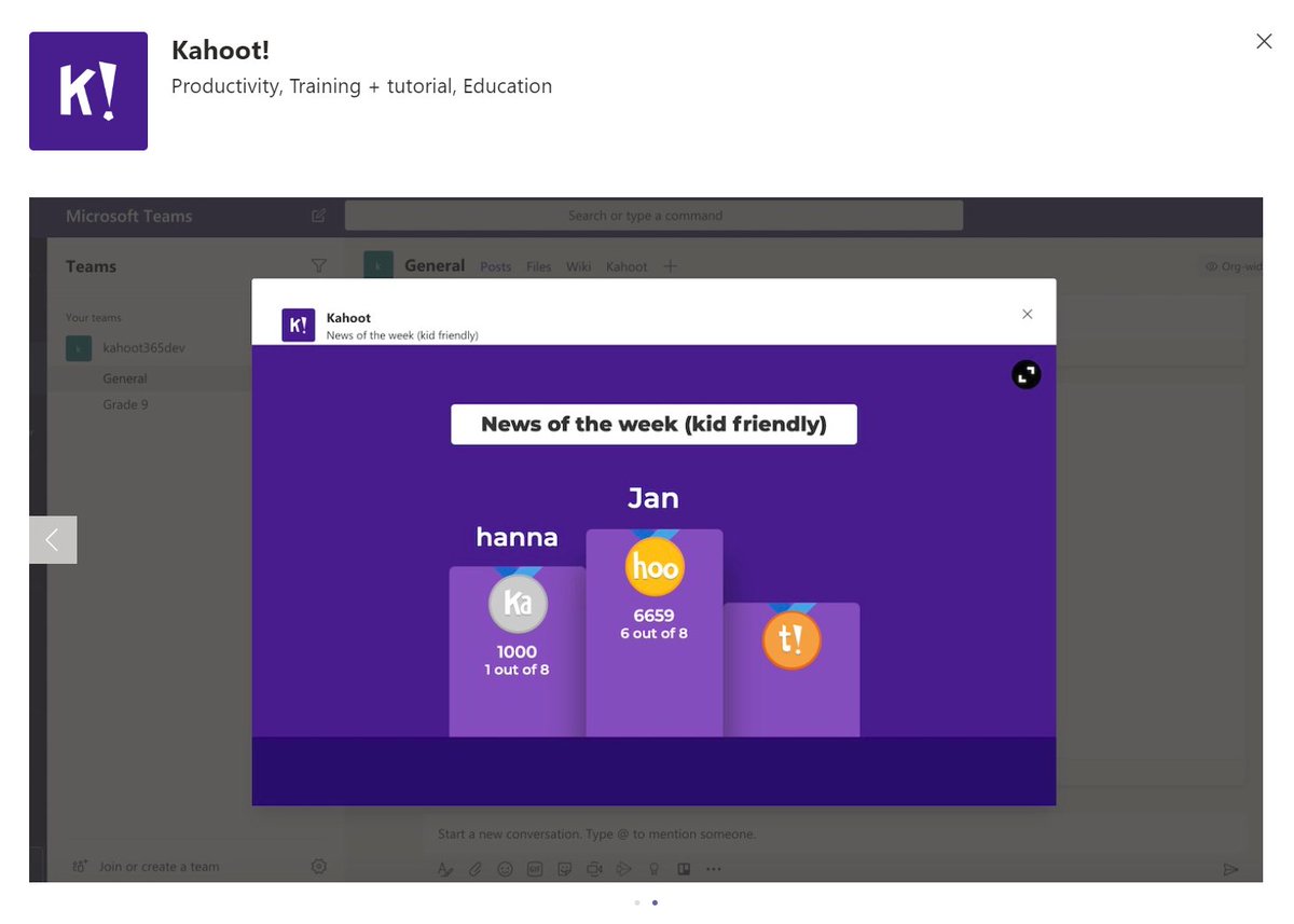 Steven_Abrahams's tweet photo. 🤠Who is ready for some @GetKahoot  in @MicrosoftTeams?? I am!! Pin your Kahoots to a tab and present them or share Challenges on cards in a channel with your team! #distancelearning #partnerwithTeams #Kahoot #goTeams 
🚀https://t.co/z3HiuzxDex https://t.co/yIcrJTix24