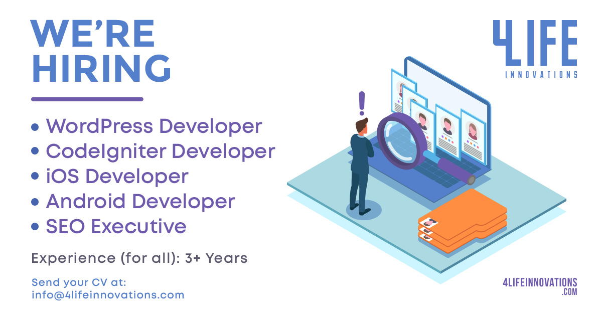 <a href="/4LIFEInnovation/">4LIFE Innovations</a> is #hiring for below mentioned profile

5 days working, Location - Prahladnagar, #Ahmedabad
Immediate joiners preferred.

To know more about the position write us on info@4lifeinnovations.com

#hire #jobsearch #Jobs #jobseekers #wordpressdeveloper #SEO