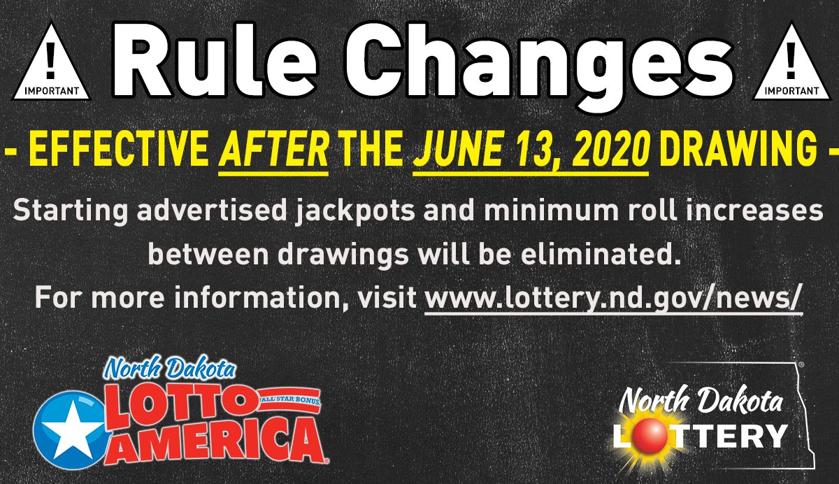 ND_Lottery's tweet photo. ALERT! Tonight's Lotto America jackpot is estimated at $2.65 million. Effective after the June 13, 2020 draw, Lotto America starting advertised jackpots and minimum roll increases will be eliminated. For more information, visit us on the web at https://t.co/jDt23pIPen https://t.co/YRuIHnRQEG