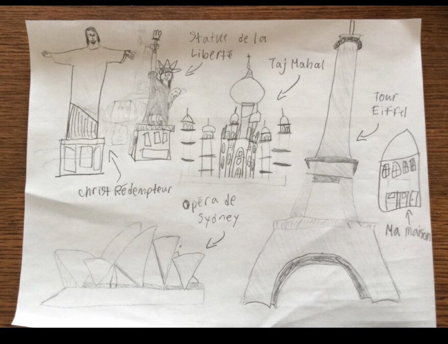 costafam00's tweet photo. Yes a grade 3 student drew all of these #structures from around the world 🌍 Amazing job! Bravo 👏#grade3science #distancelearning https://t.co/YbLPjrfBDX
