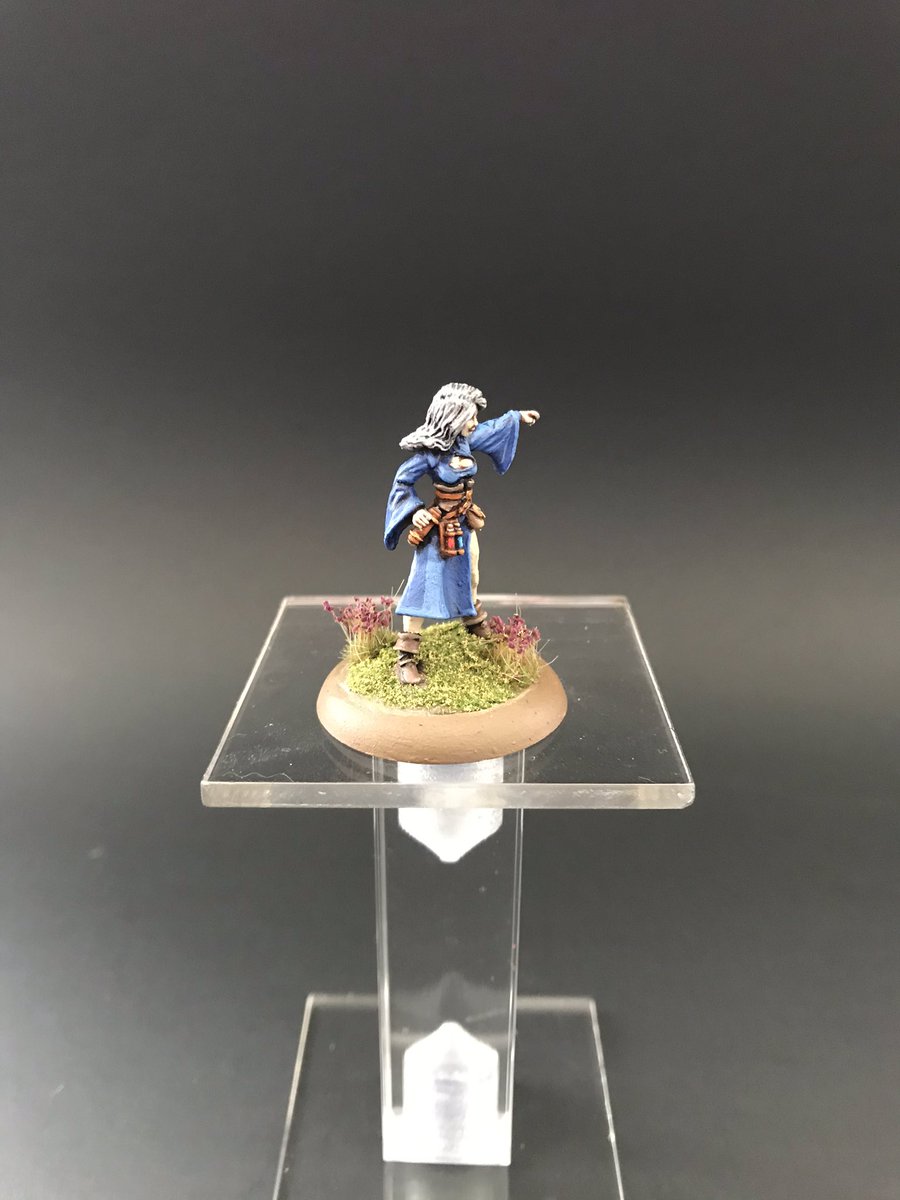 Travis_Fauber's tweet photo. I finished up my daughter’s D&D character for her. The piece is from @reapermini & is called #Juliette #Wizard SKU #03547. The single flyer riser is from @AxeNshield. #ttrpg #rpg #dnd #dbd5e #dungeonsanddragons #miniature #painting #art #goblinpaint #fun https://t.co/YNCyCNqK9r