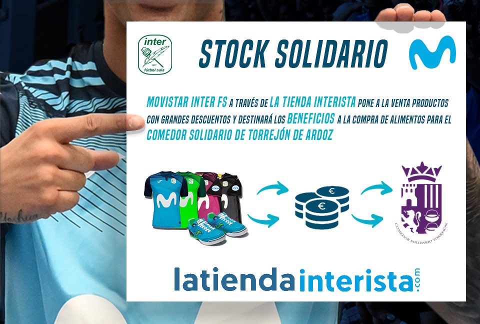 CSandamil's tweet photo. @Ayto_Torrejon no olvidéis retwittear y mover la venta solidaria de #StockSolidario de @InterMovistar que junto a la @TiendaInterista recaudan y destinarán los beneficios para el comedor #solidario de Torrejón de Ardoz.
#InterSolidario #InteristaSoy #MovistarInterFs #YoColaboro https://t.co/TAaM7rc6wa