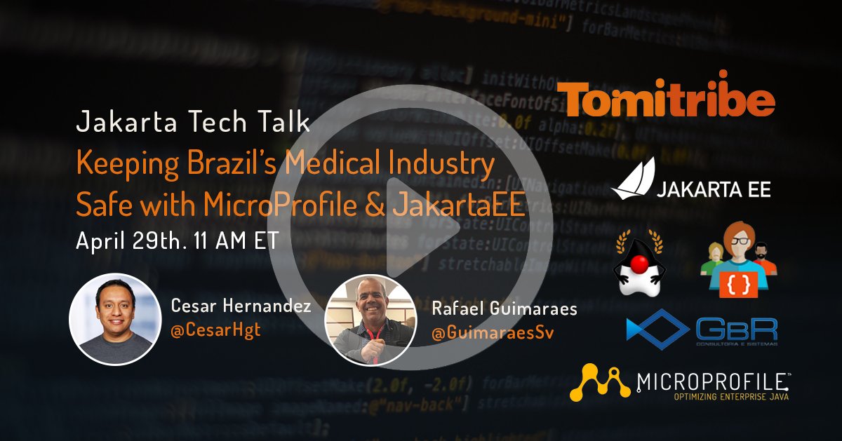 tomitribe's tweet photo. Did you miss Jakarta Tech Talks? Check out @CesarHgt &amp; @GuimaraesSv session &amp; learn how the latest Java Microservices architecture played a huge role in Brazil’s medical industry. https://t.co/Vqw9KlcOua
@tomitribe @java @gbrsistemas @JakartaEE @MicroProfileIO @Java_Champions https://t.co/gZMcVv3NUk