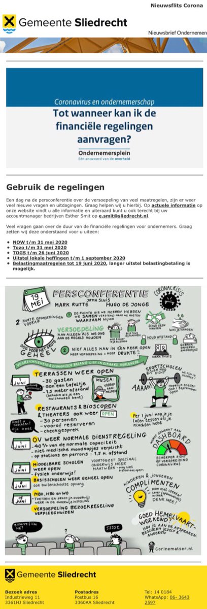 smit_esther's tweet photo. Een dag na de persconferentie over de versoepeling van veel maatregelen, zijn er ook weer veel nieuwe vragen en uitdagingen. Graag helpen wij u hierbij.Veel vragen gaan over de duur van de financiële regelingen voor ondernemers: https://t.co/4oP4N1LisV https://t.co/w52RJ5eOri