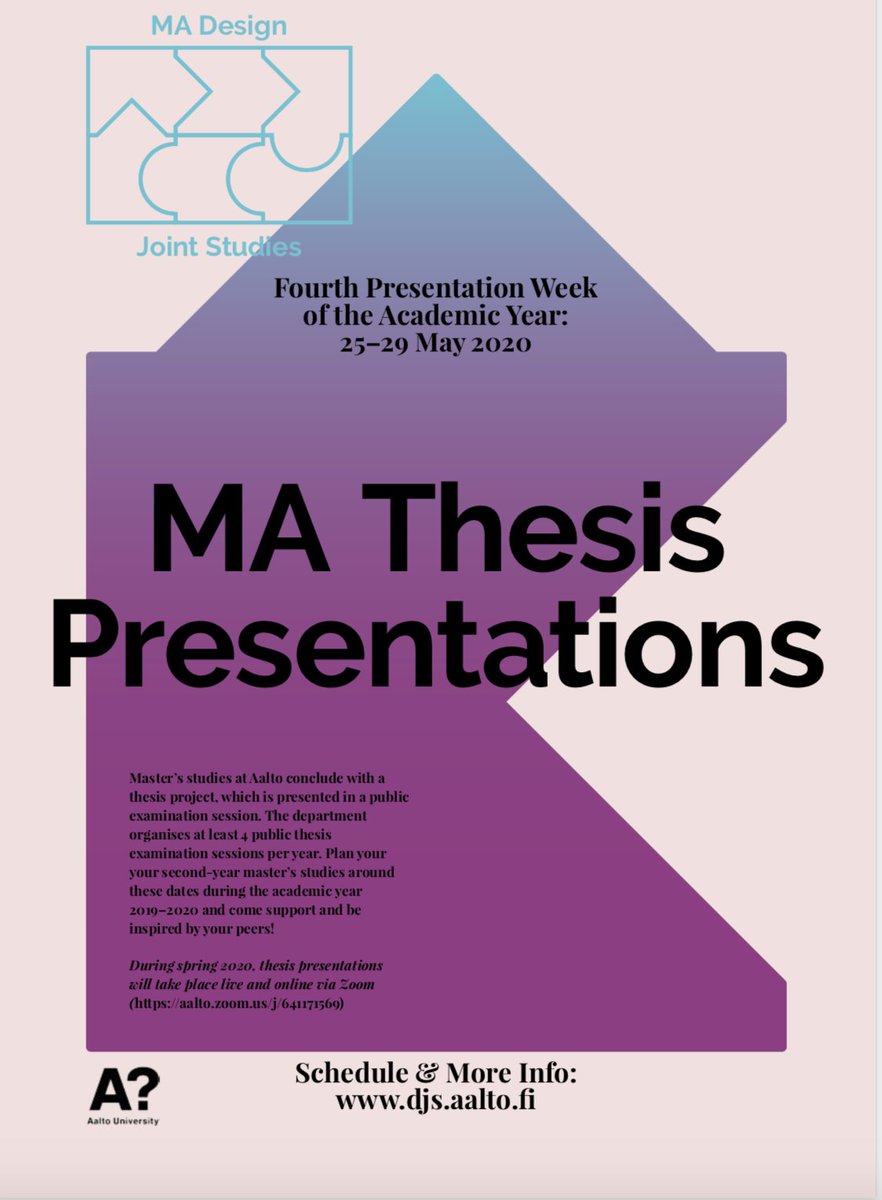 AaltoDPTDesign's tweet photo. Welcome! upcoming 4th MA Design Theses Week of 2019-2020, 25-29 May - ONLINE. This will be an exciting week and a highlight of our student’s experience. Come support design students and learn about the diversity of design at Aalto! #design #designPresentations #DesignDiversity https://t.co/xceJlWRUFN