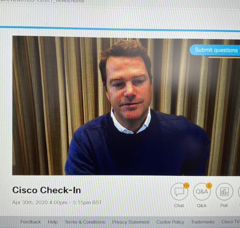 LouLoucbush's tweet photo. Exciting company checks ins the last few weeks @ChuckRobbins @FranKatsoudas know how to pull in a crowd ..@coldplay This week and a day off on Friday #ADayForMe #WeAreCisco #LoveWhereYouWork who will be on next week...?? https://t.co/ixtTWSLQLz