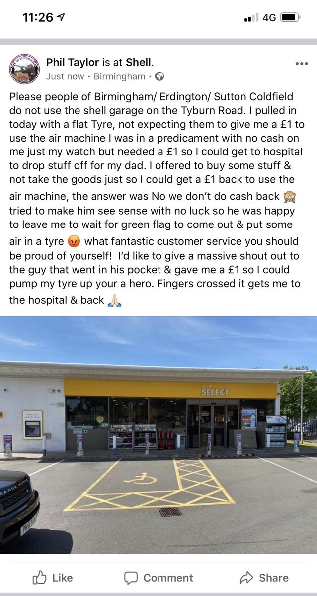 ptaylor217's tweet photo. Hi friends of twitter please spread the word about this @ShellMotorsport @Shell_UKLtd garage I’m absolutely disgusted 1st class worst customer service out there 😡 please all like &amp; share #boycottshellersington #shelltyburnRoad #shellfuel #CustomerService100%poor https://t.co/2b0GX1HpyJ