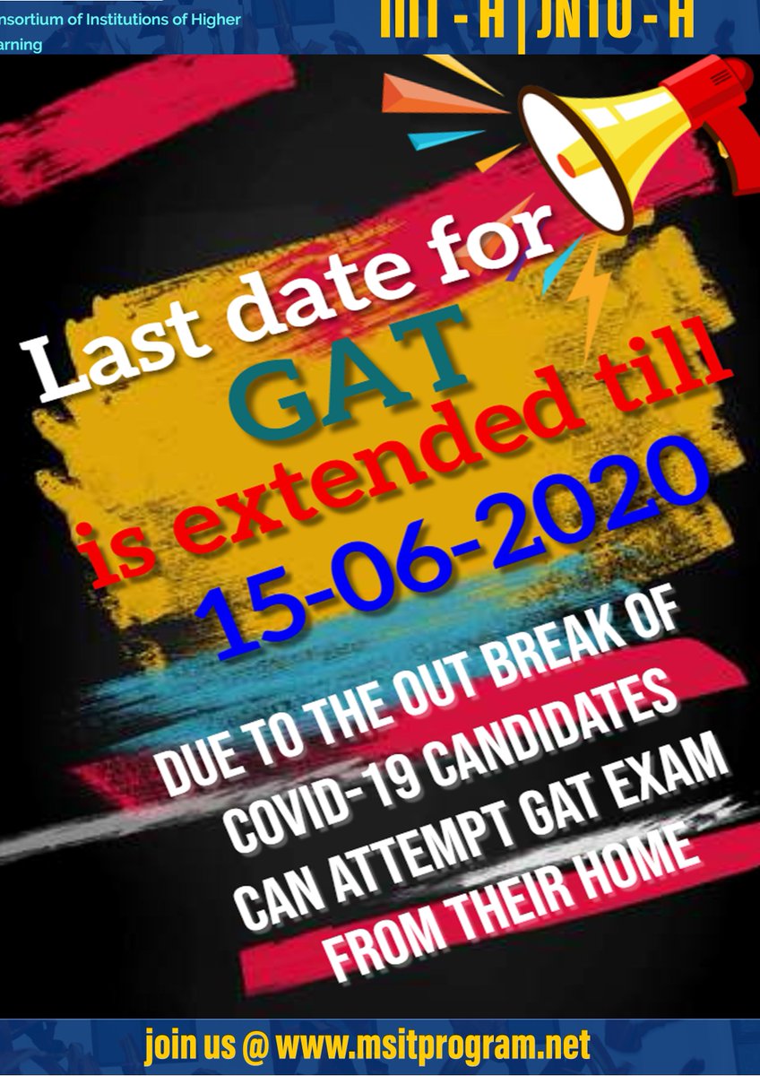 msit_official's tweet photo. Hello, MSIT- GAT Enrollment date is extended till 15-06-2020. Join MSIT @ JNTU-H &amp; IIIT-H - A 2 year PG program in Computer Science. Btech all branches are eligible for this program. Get 100% job support. Apply @ https://t.co/hbQbciESSo Contact: 7799834583, 7799834585.
#IIITH https://t.co/l79bsVdKe5