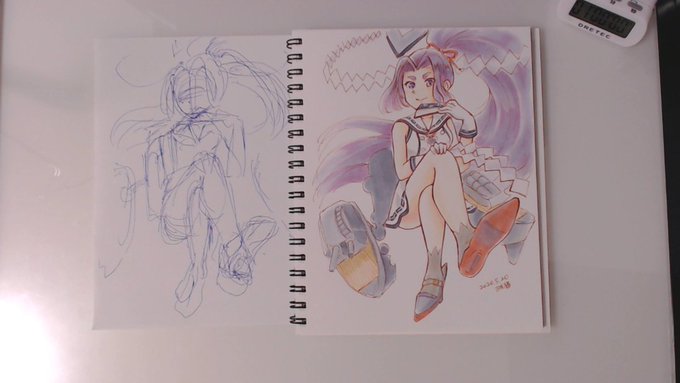 ライブでここまで進みました #今日のライブ進捗 #艦これ #アナログ #コピック #初春 https://t.co/YEYvIhJ0y2 