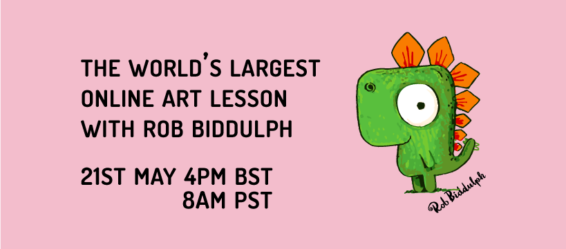 Booktrust's tweet image. This is SO exciting! The brilliant @RobBiddulph is going to try to break a WORLD RECORD for the World&apos;s Biggest Art Lesson tomorrow at 4pm - and you can get involved! Make sure you sign up in advance at artworldrecords.com - we&apos;ll be there! 🎨 

#ArtWorldRecords #DrawWithRob