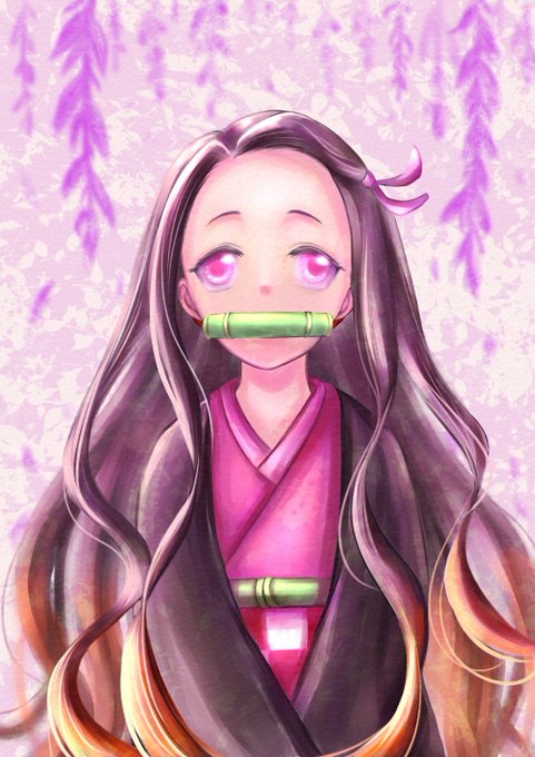 こさき。さんがTwitterに投稿した竈門禰豆子(鬼滅の刃)のイラスト。